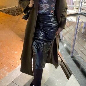 Long Leather split skirt